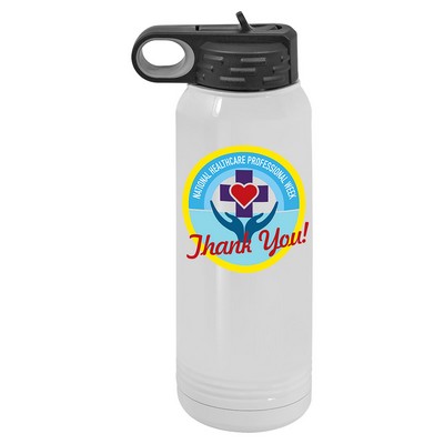 30oz. White Sublimatable Printed Water Bottle